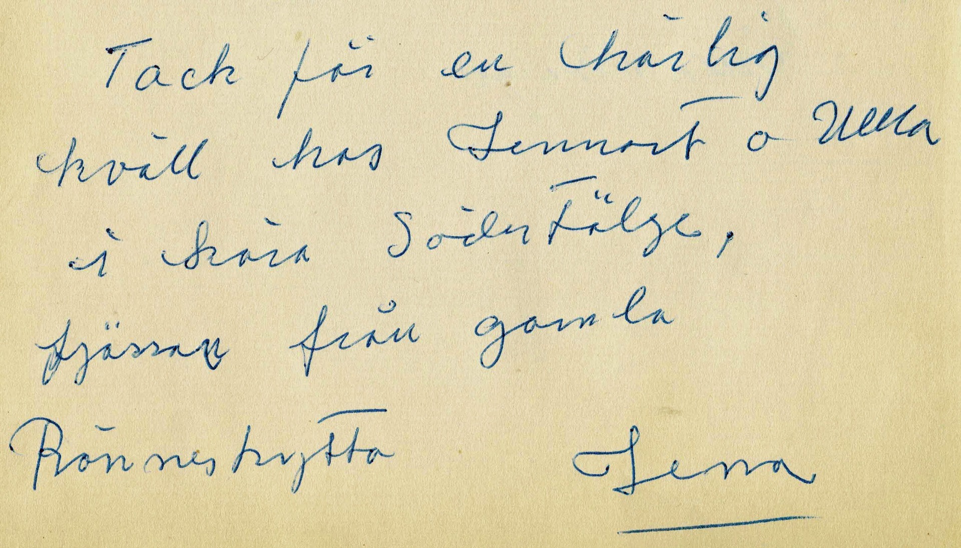 Så här skrev Lena i gästboken hos Lennart och Ulla.
